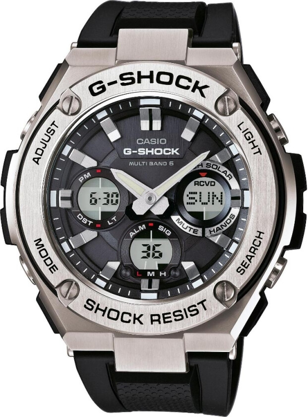 G-Shock Wave Ceptor Solar GST-W110-1AER - Anadigi - Sølv - Herreklokker - Resin - Mineral