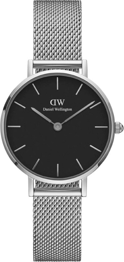 Classic Petite 28mm Sterling Black Silver DW00100218 - Kvarts - Sølv - Dameklokker - Meshlenke - Mineral