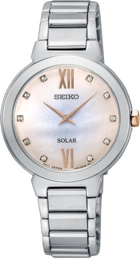 Seiko Classic Solar SUP381P1 - Kvarts - Sølv - Dameklokker - Rustfritt stål - ledd m/pin - Mineral