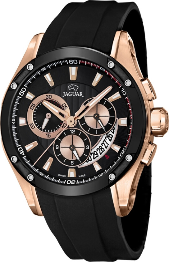 Sveitsisk urverk kombinert med - Jaguar Special Edition Chrono J691/1 - Kvarts - Rosegull - Herreklokker - Gummi - Safir