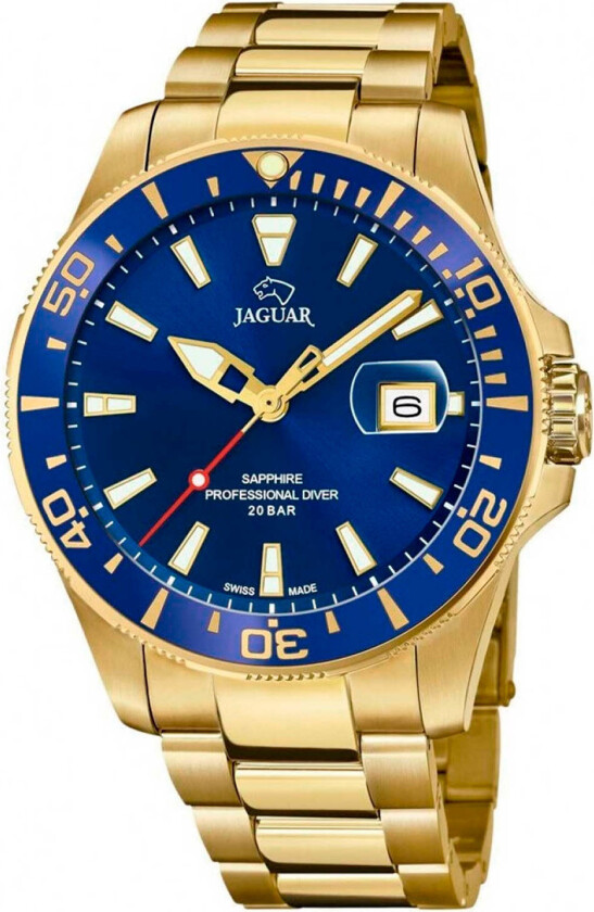 Executive Diver J877/1 - Kvarts - Gull - Herreklokker - Rustfritt stål - ledd m/pin - Safir