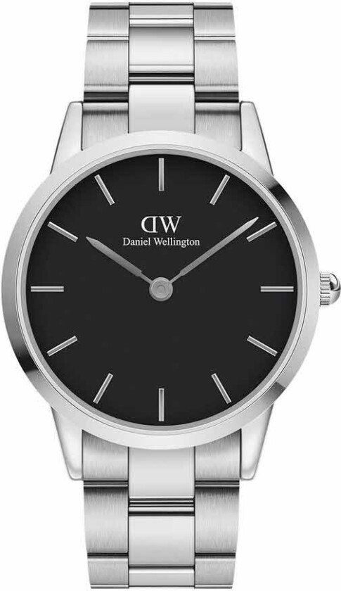 Iconic Link 40mm Silver Black DW00100342 - Kvarts - Sølv - Herreklokker - Rustfritt stål - ledd m/pin - Mineral