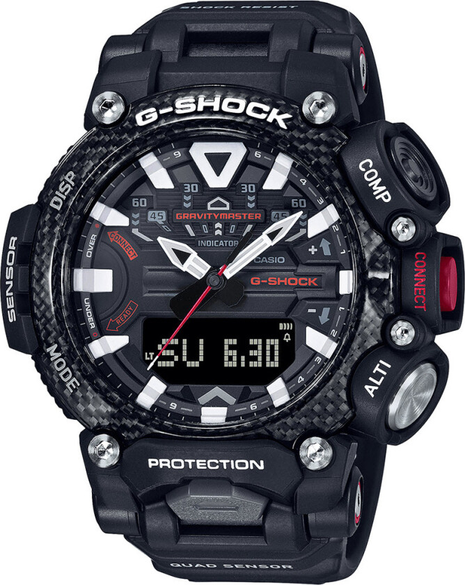 Vær fokuset med - Casio G-Shock GravityMaster GR-B200-1AER - Anadigi - Sort - Herreklokker - Resin - Mineral