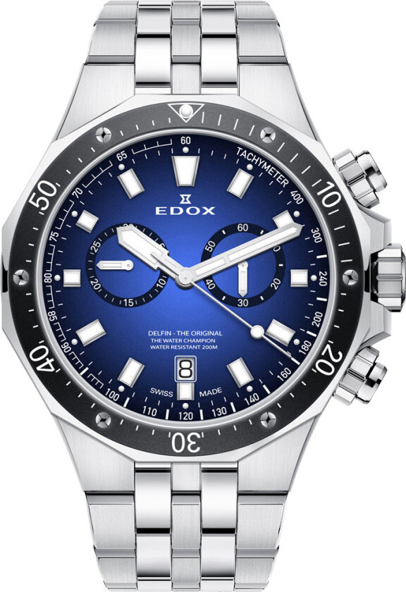 Delfin Chronograph 10109 3M BUIN - Kvarts - Sølv - Herreklokker - Rustfritt stål - ledd m/pin - Safir