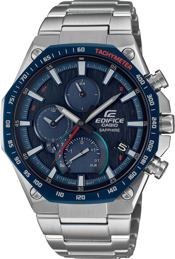 Edifice EQB-1100XDB-2AER - Kvarts - Sølv - Herreklokker - Rustfritt stål - ledd m/pin - Safir