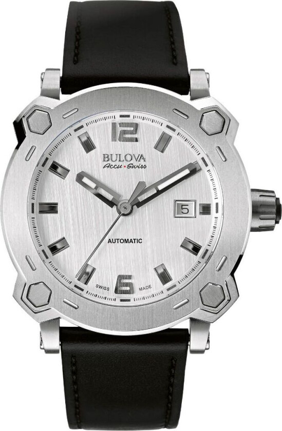 Percheron AccuSwiss Automatic 63B191 - Automatisk - Sølv - Herreklokker - Skinn - Safir