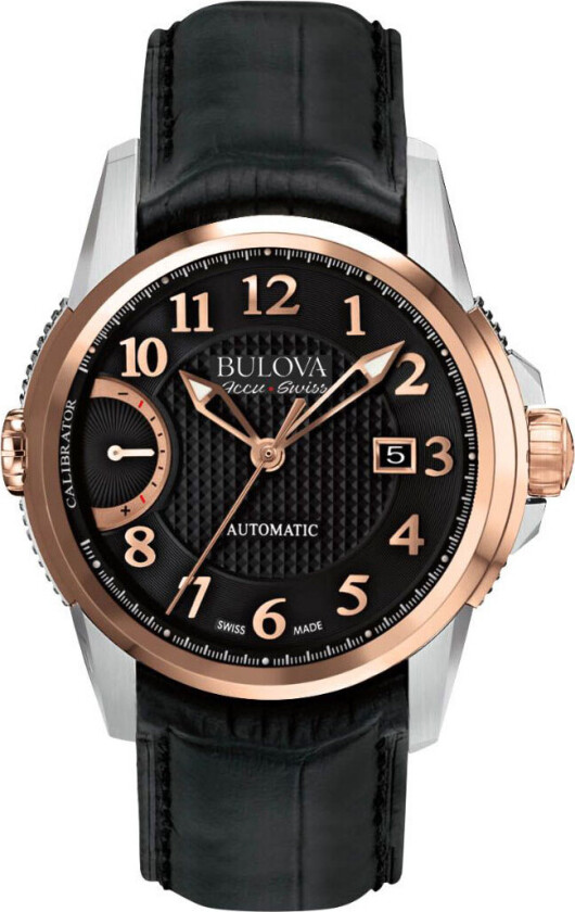 Calibrator AccuSwiss Automatic 65B154 - Automatisk - Sølv - Herreklokker - Skinn - Safir