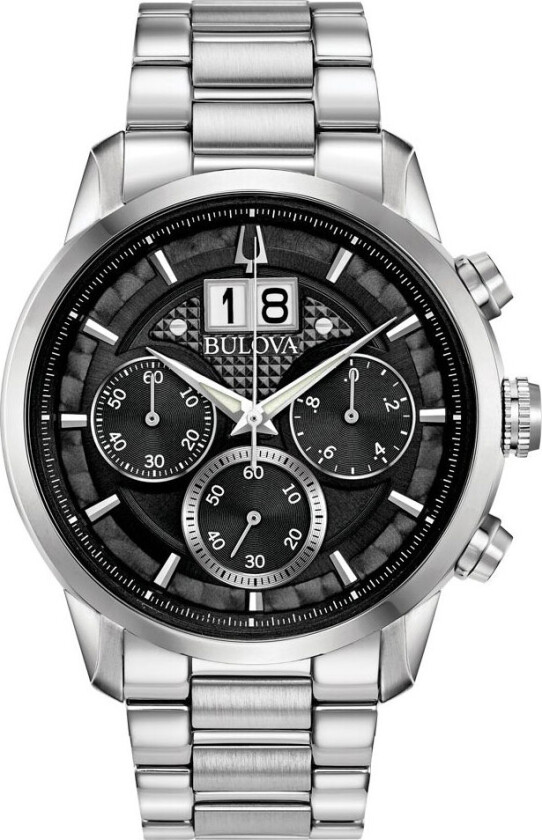 Sutton Chrono 96B319 - Kvarts - Sølv - Herreklokker - Rustfritt stål - ledd m/pin - Mineral