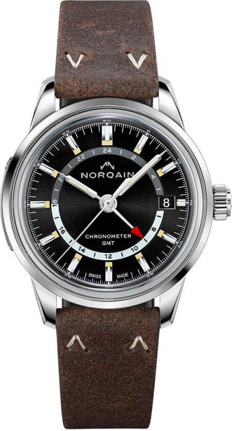 Freedom 60 GMT 40mm NN2100SG/B211/20EO.18S - Automatisk - Sølv - Herreklokker - Skinn - Safir