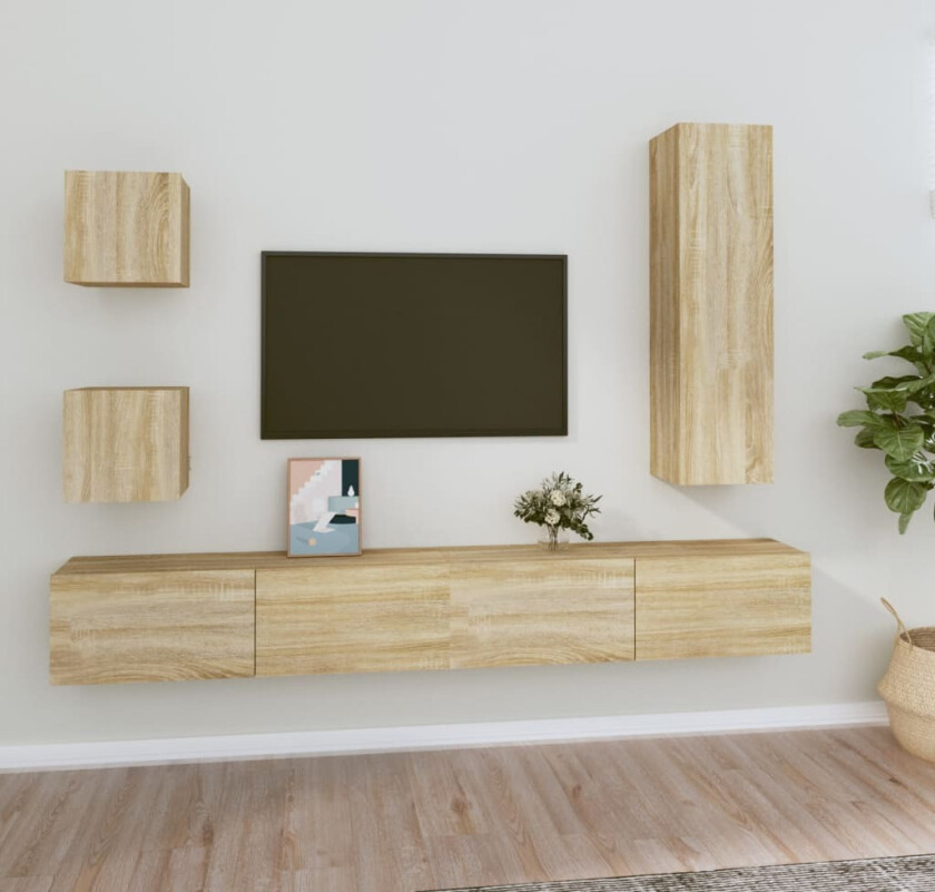 TV-skapsett 5 deler sonoma eik konstruert tre