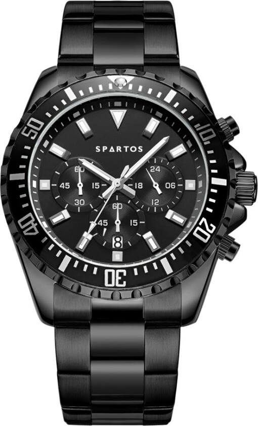 Classic Sapphire Chronograph SPW7704 - Kvarts - Sort - Herreklokker - Rustfritt stål - ledd m/pin - Mineral/Safir mix