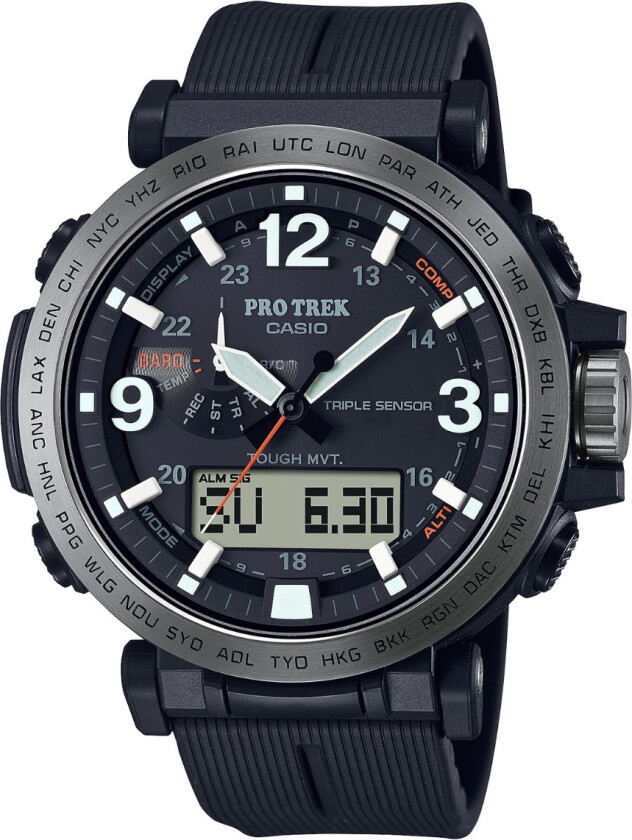 Pro Trek PRW-6611Y-1ER - Kvarts - Sort - Herreklokker - Resin - Mineral
