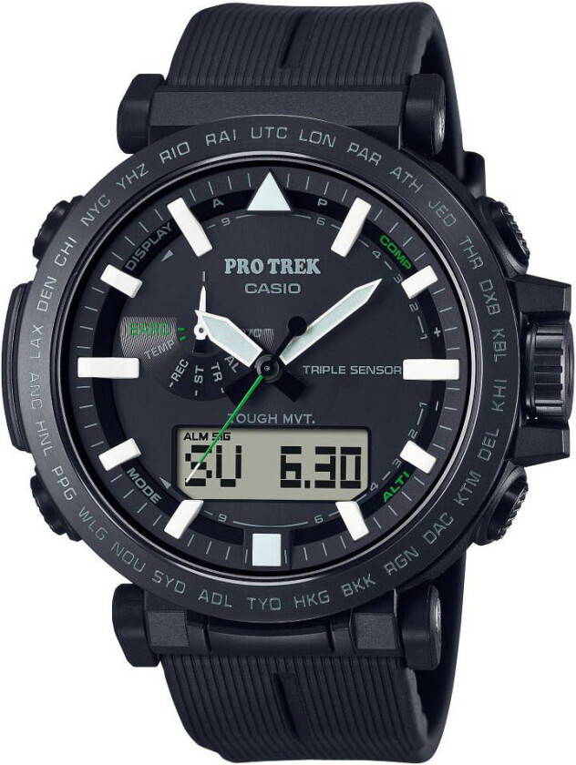 Pro Trek PRW-6621Y-1ER - Kvarts - Sort - Herreklokker - Resin - Mineral