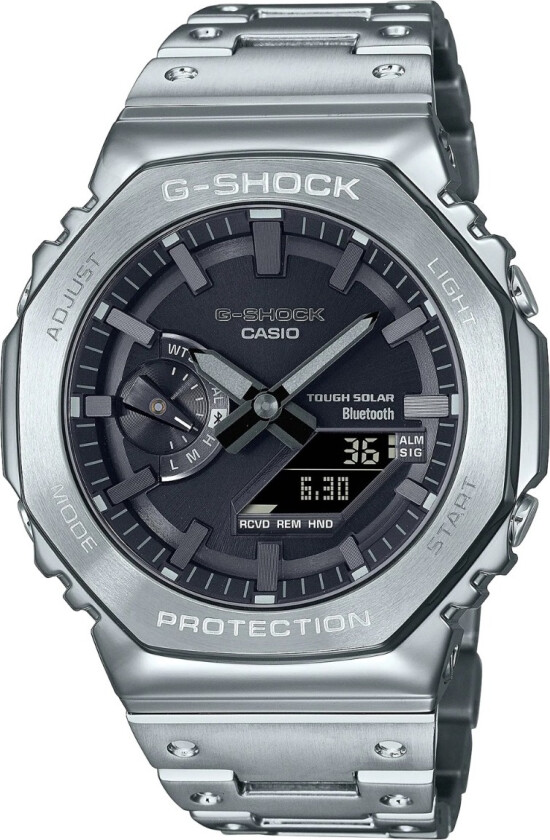G-Shock CasiOak Full Metal GM-B2100D-1AER - Anadigi - Sølv - Herreklokker - Rustfritt stål - ledd m/pin - Mineral