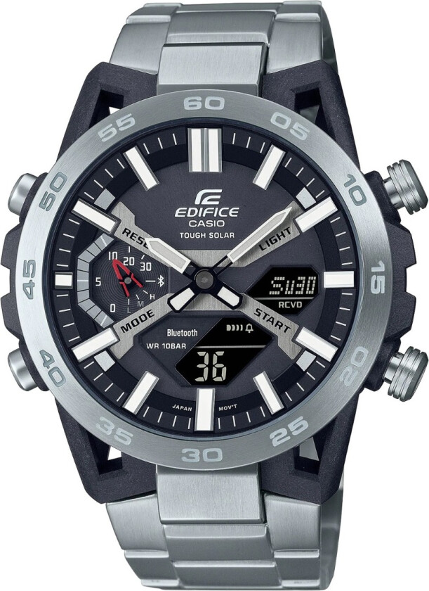 Edifice ECB-2000D-1AEF - Anadigi - Sort - Herreklokker - Rustfritt stål - ledd m/pin - Mineral