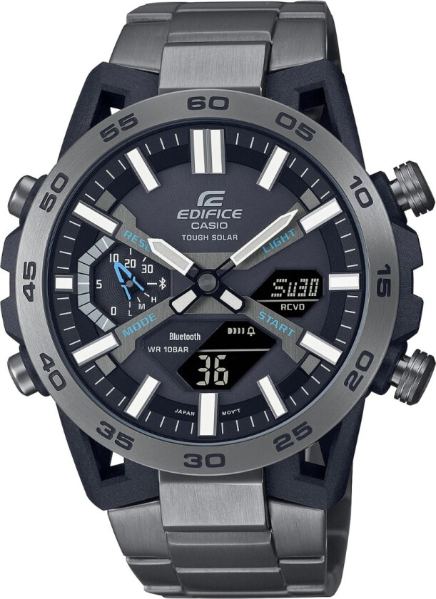 Edifice ECB-2000DC-1AEF - Anadigi - Sort - Herreklokker - Rustfritt stål - ledd m/pin - Mineral