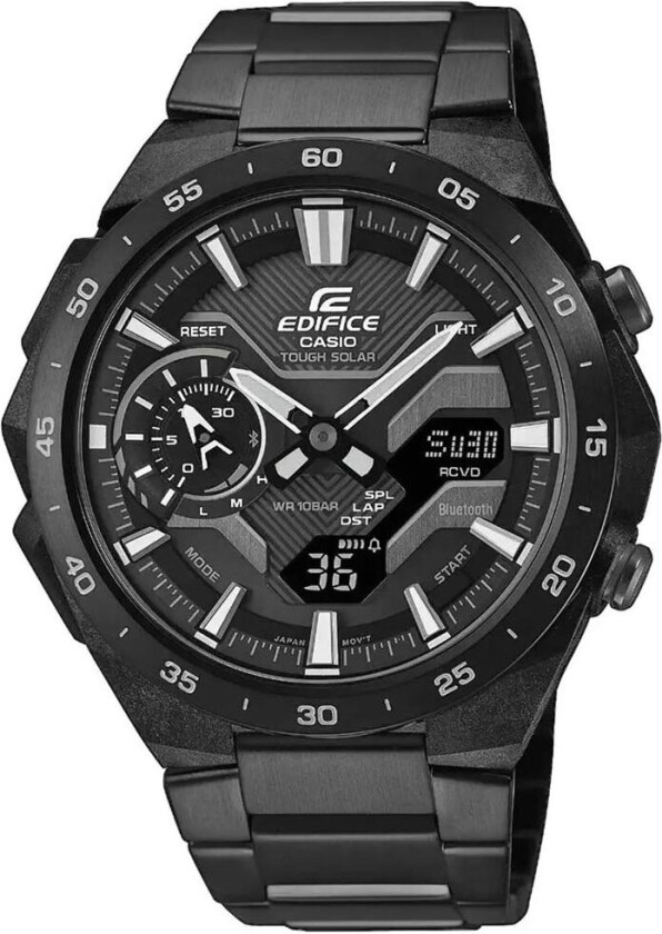 Edifice ECB-2200DC-1AEF - Anadigi - Sort - Herreklokker - Rustfritt stål - ledd m/pin - Mineral