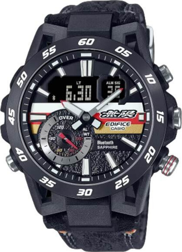 Edifice Mugen Edition ECB-40MU-1AER - Anadigi - Sort - Herreklokker - Skinn - Safir