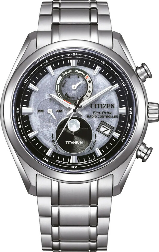 Super Titanium Radio Controlled Moonphase BY1010-81H - Kvarts - Sølv - Herreklokker - Titanium - Safir