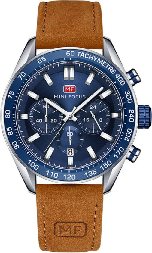 Chronograph - Kvarts - Sølv - Herreklokker - Skinn - Mineral