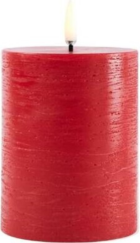 - LED pillar candle - Red, Rustic - 7,8x10 cm (UL-PI-RE-C78010)