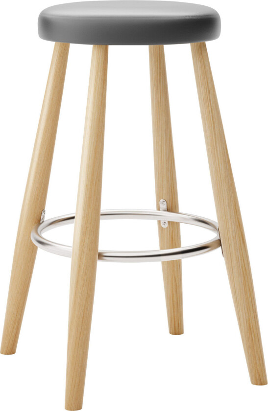 Ch58 Low Stool, Klarlackad Ek, Lädergrupp A Loke - 7150