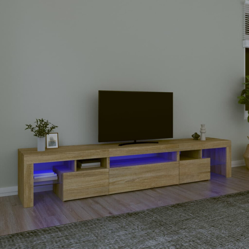 TV-benk med LED-lys sonoma eik 215x36,5x40 cm