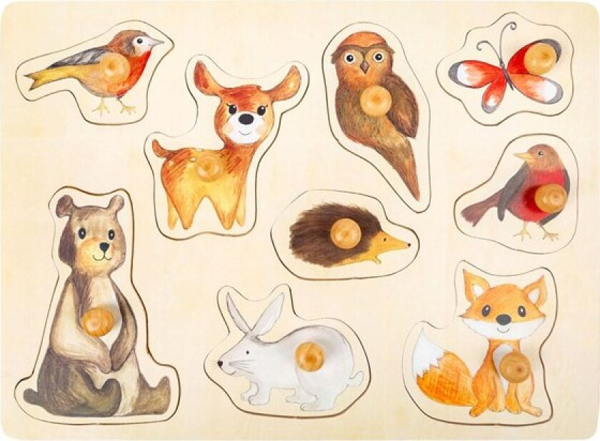 - Wooden Stud Puzzle Forest Animals 9p Tre