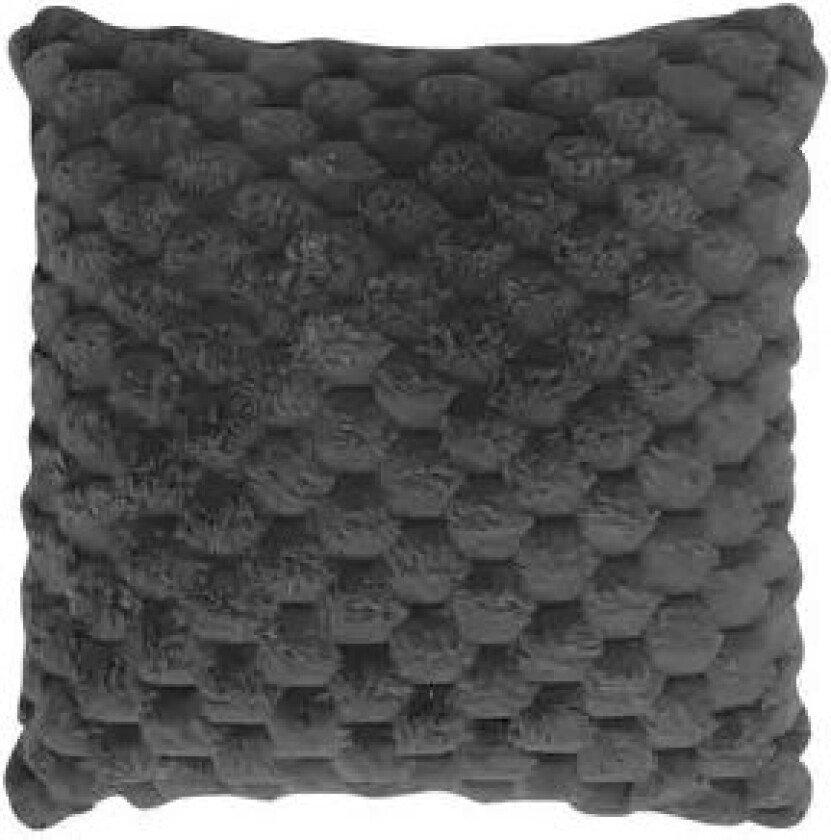 Pyntepute - 45x45 cm - Grå - Fake fur sofapute - Vaffel struktur -