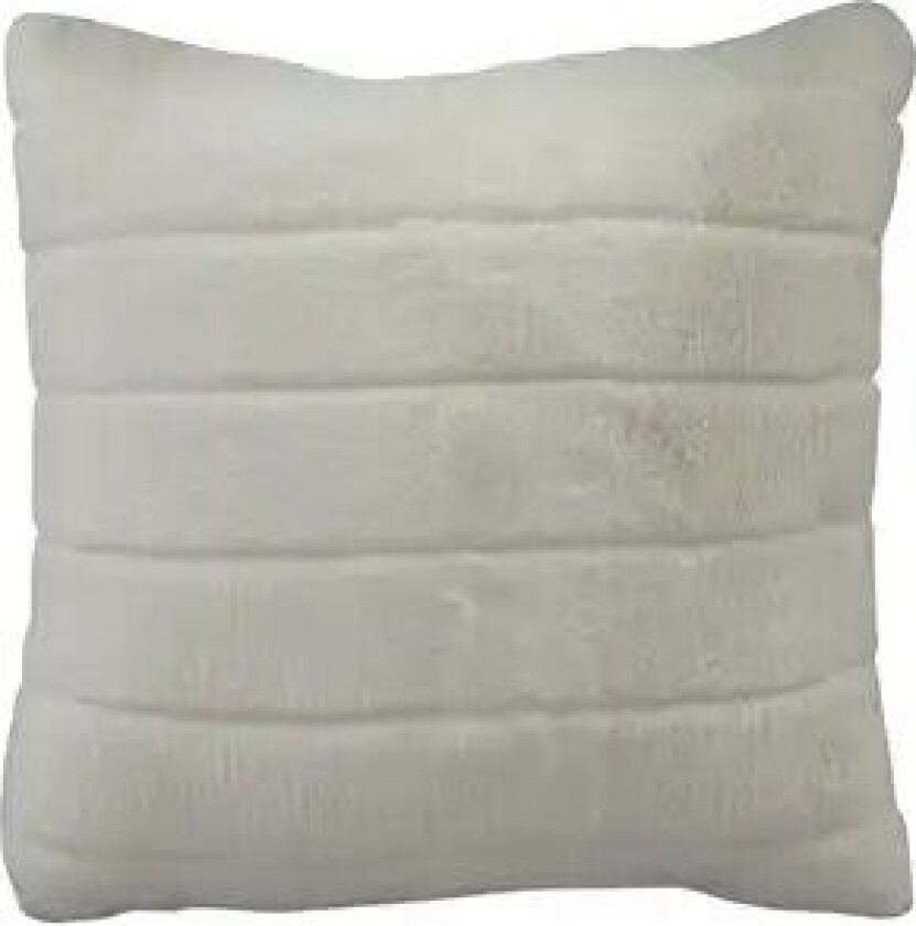 Pyntepute - 45x45 cm - Hvit - Sofapute i fuskepels med striper -