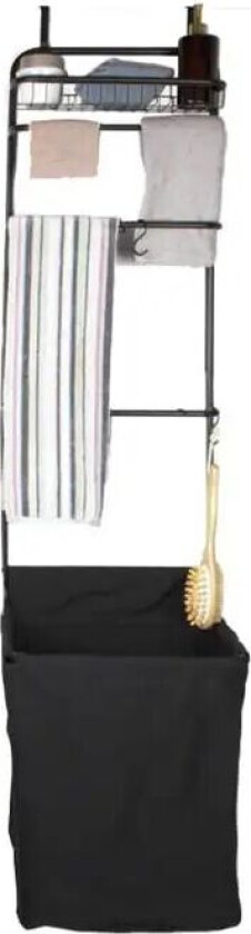 Hengende oppbevaring - Sort metall - Oppheng til dør med skittentøyskurv