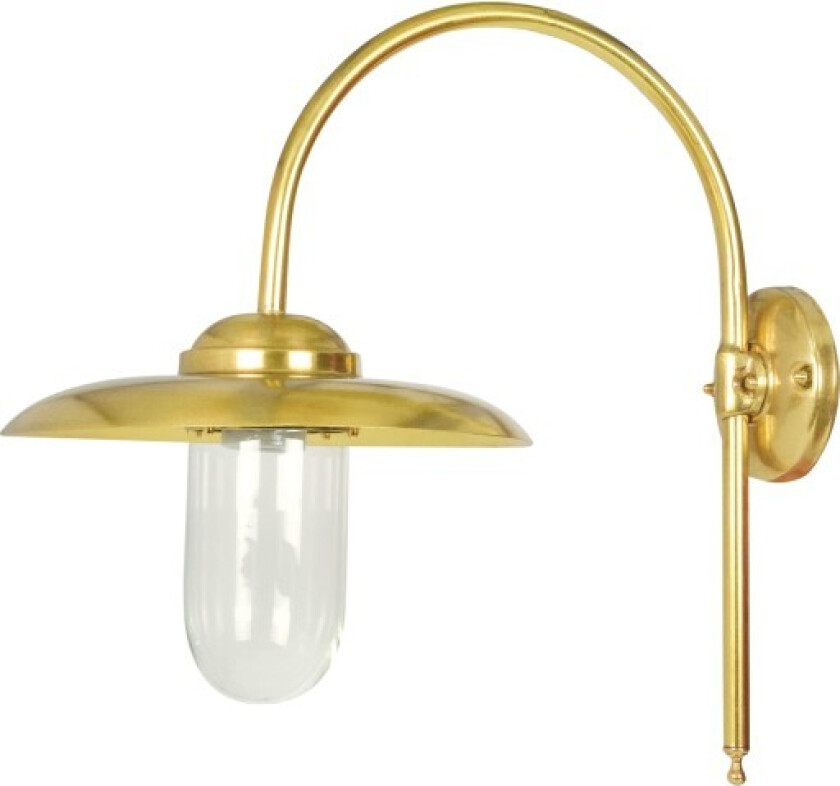 826 Vegglampe på buet arm i messing IP44