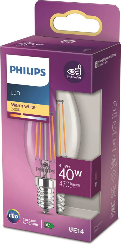 LED Classic 40w kron e14 klar