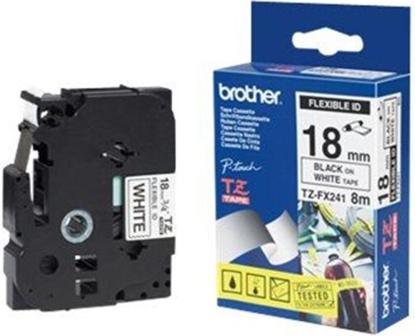 Bilde av Tape 18mm Tze-fx241 Svart/hvit Fleksibel