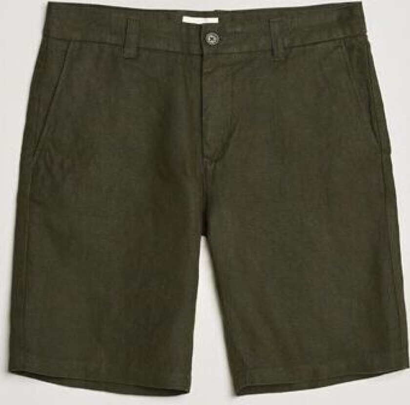 NN07 Crown Linen Shorts Rosin Green