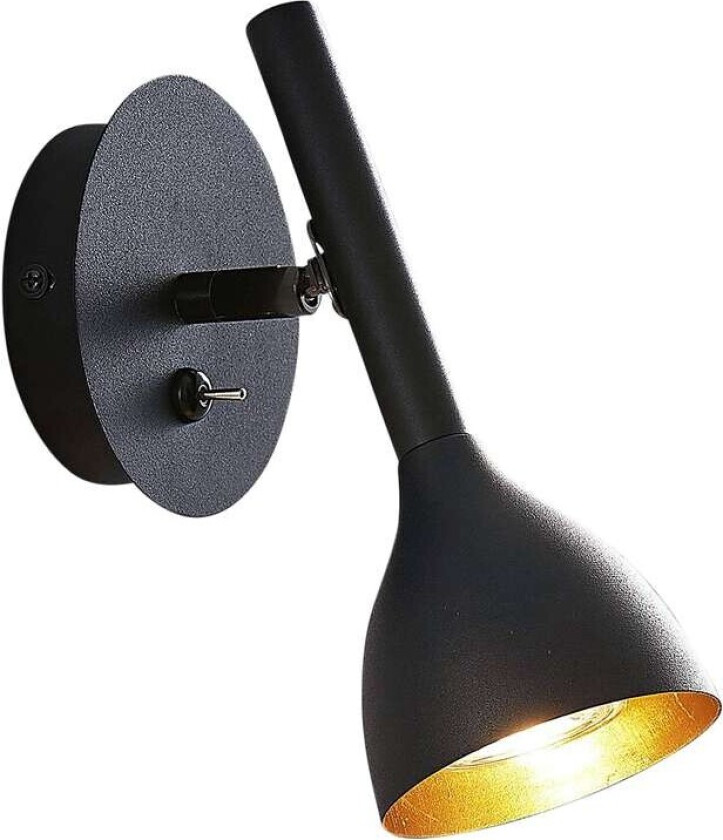 Vegglampe Nordwin i metall, svart, gull