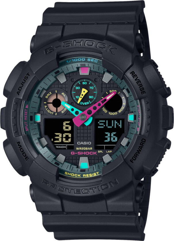 G-Shock GA-100MF-1AER - Anadigi - Sort - Herreklokker - Resin - Mineral