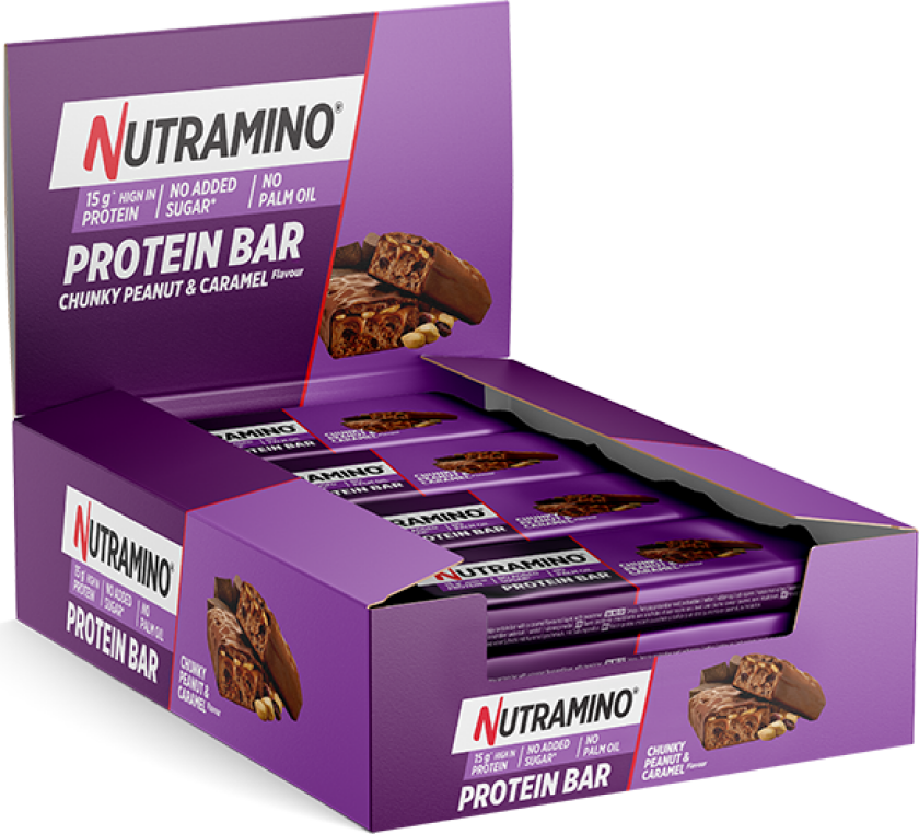 12 x Nutramino Protein Bar, 55 g, Chunky Peanut &; Caramel (Ny)
