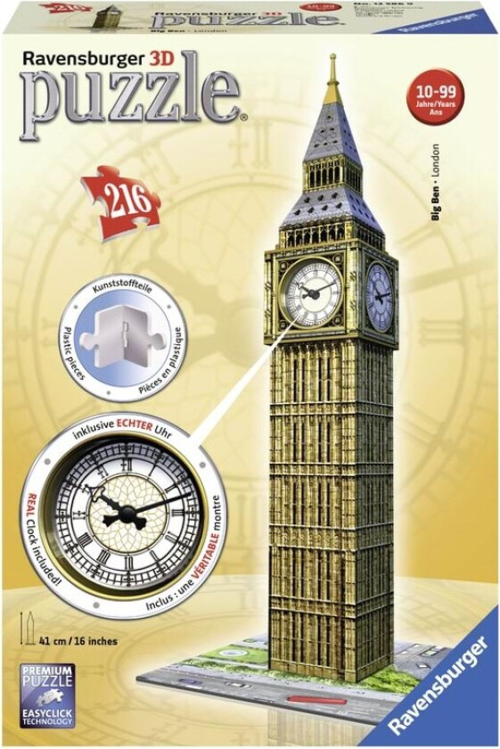 3d Puslespill 216 Brikker - Big Ben 3d Med Klokke