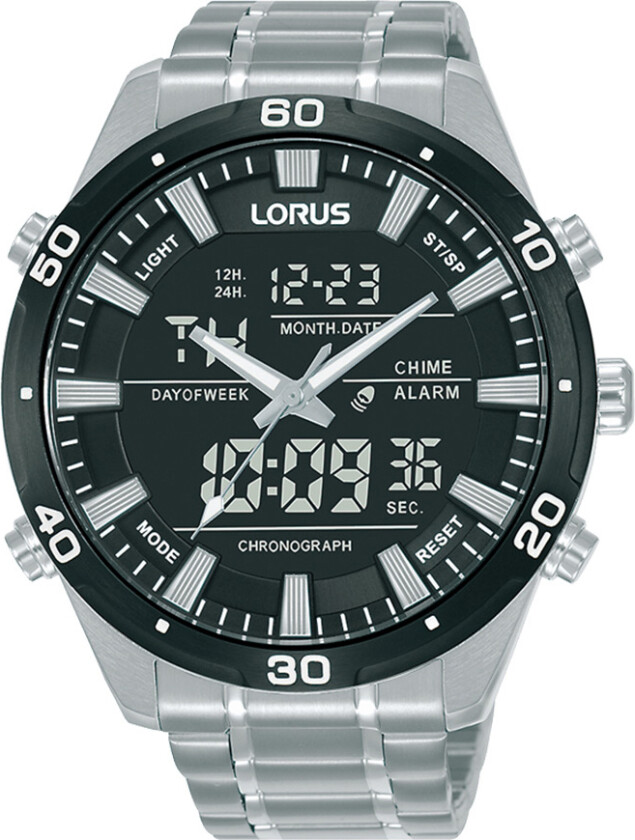 Mens Chronograph RW649AX9 - Anadigi - Sølv - Herreklokker - Rustfritt stål - ledd m/pin - Mineral