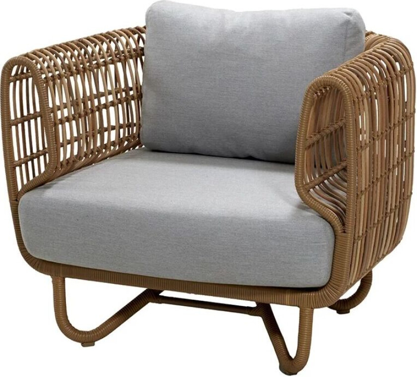 Nest Loungestol weave Natural, Cane-Line Natté light grey