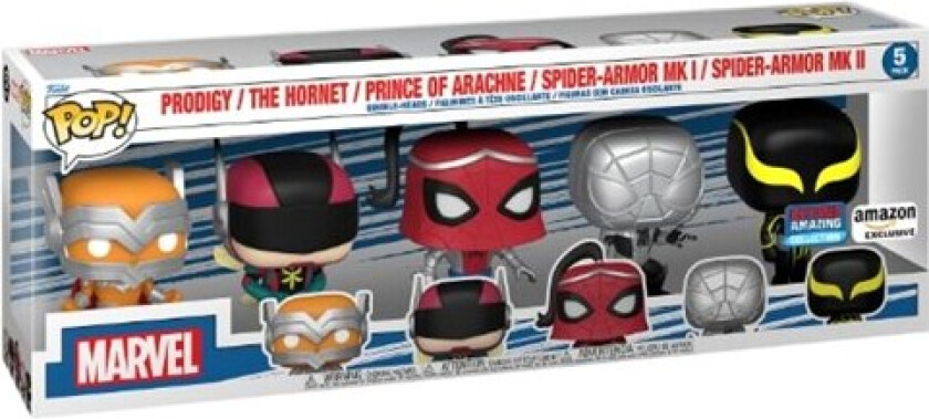 Funko Pop! Marvel: Spider-Man 5-Pakning - Prodigy / The Hornet / Prince Of Arachne / Spider-Armor Mk I / Spider-Armor Mk Ii