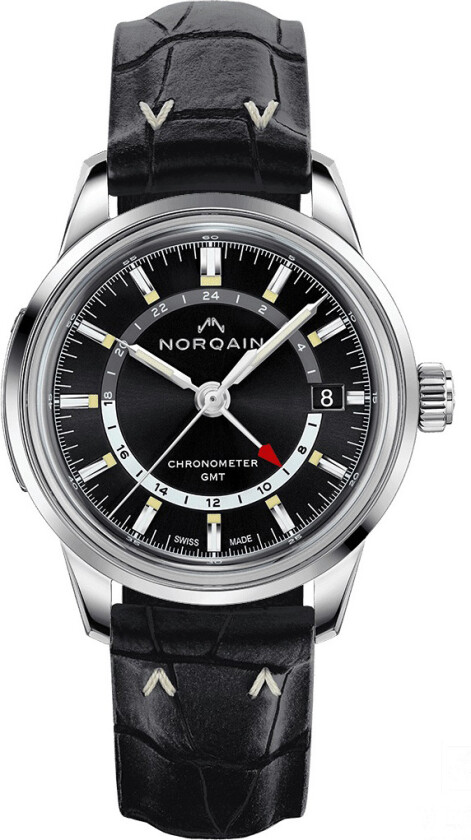 Freedom 60 GMT 40mm NN2100SG/B211/20BKR.18S - Automatisk - Sølv - Herreklokker - Skinn - Safir