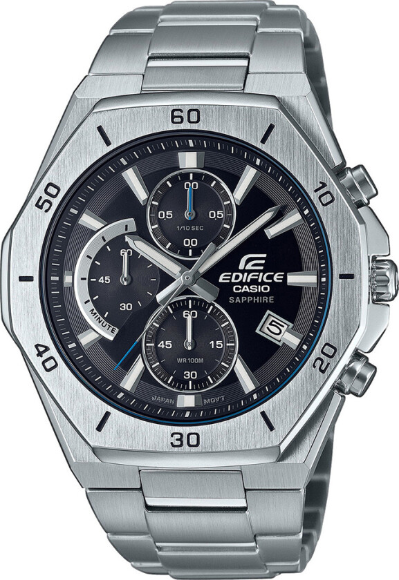 Edifice EFB-680D-1AVUEF - Kvarts - Sølv - Herreklokker - Rustfritt stål - ledd m/pin - Safir