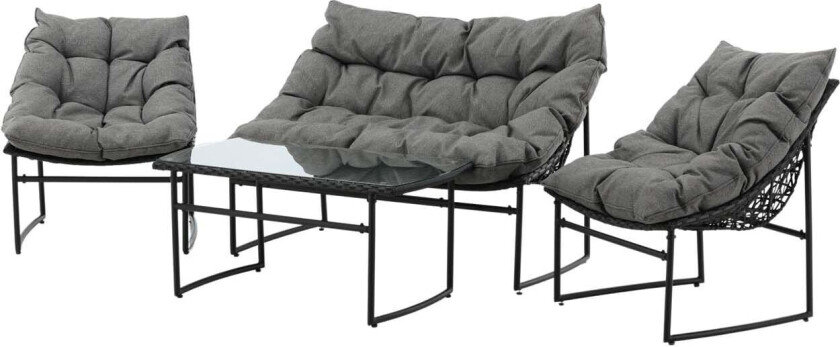 Tina salongsett 4 deler svart.