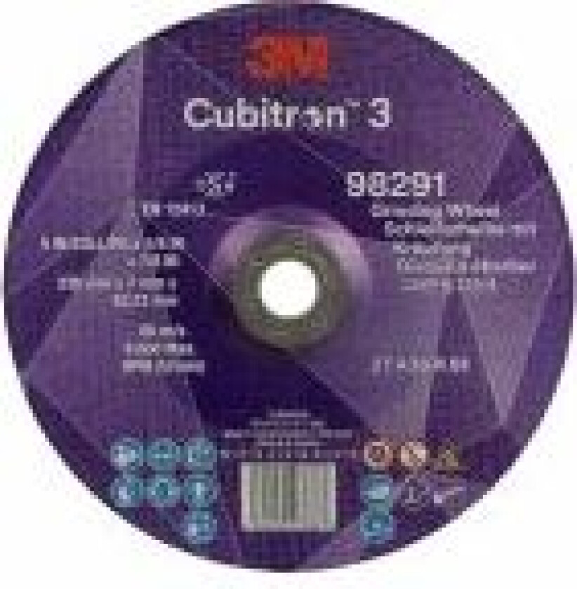 TM CubitronTM 3 Skrubskive med forsænket midte, 98291, 36+, T27, 230 mm x 7 mm x 22,23 mm, EN, 10-