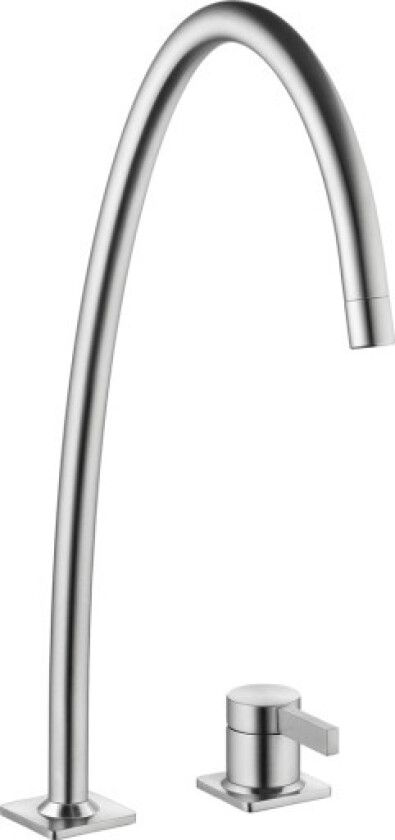 KWC ERA kjøkkenbatteri i rustfritt stål med svanehals.