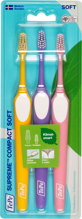 Bilde av Supreme Compact Soft Tannbørster, 3 stk.