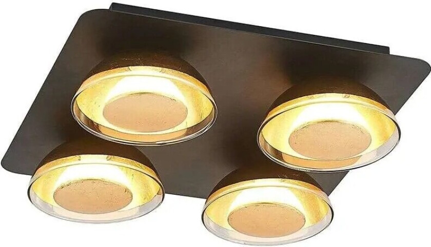 Erin LED-taklampe svart/gull 4 lk. kantet