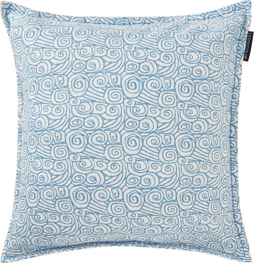 Waves Printed Linen/Cotton putetrekk 50x50cm White